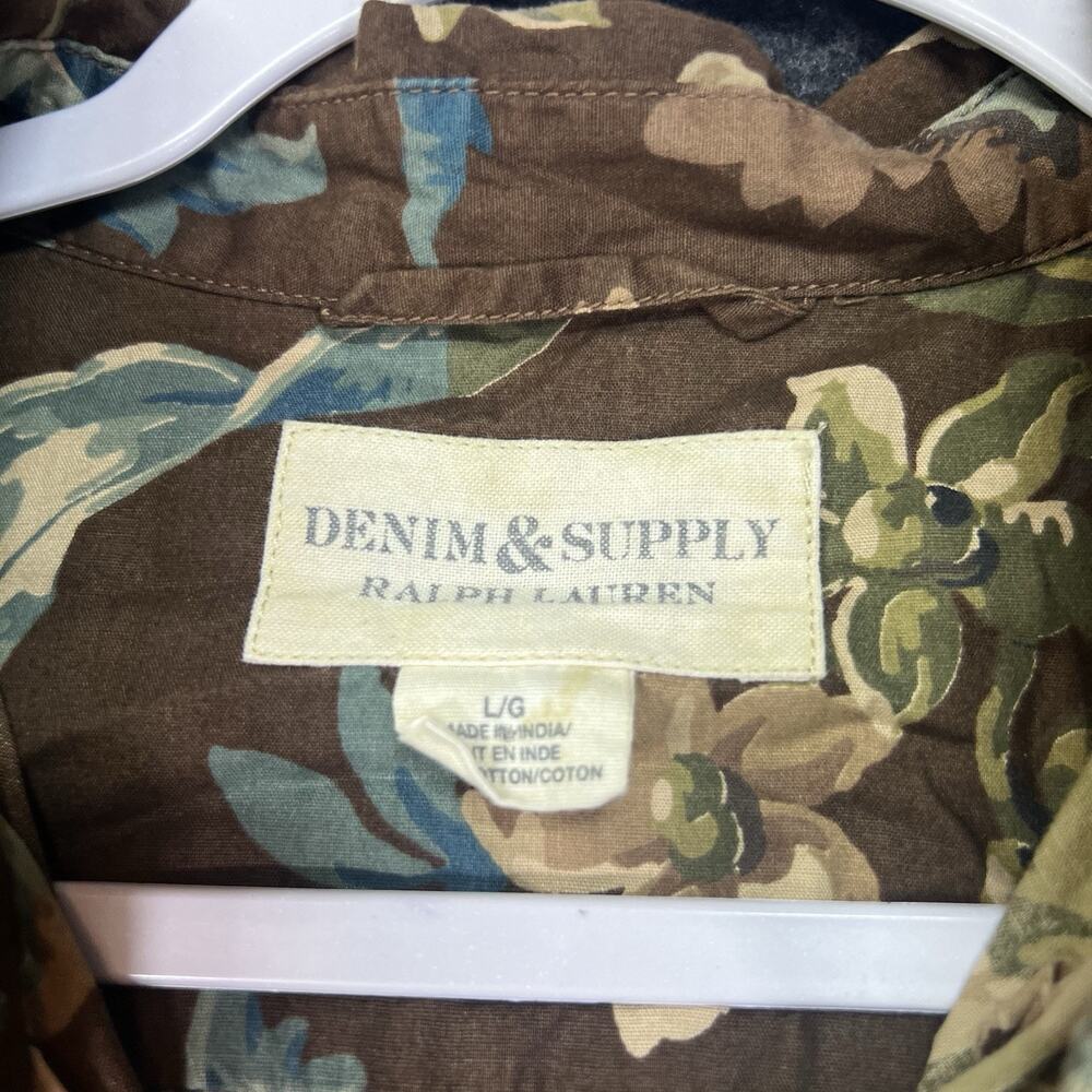 Ralph Lauren Shirt Mens Large Brown Floral Print Denim & Supply Casual Button Up - Picture 4 of 8